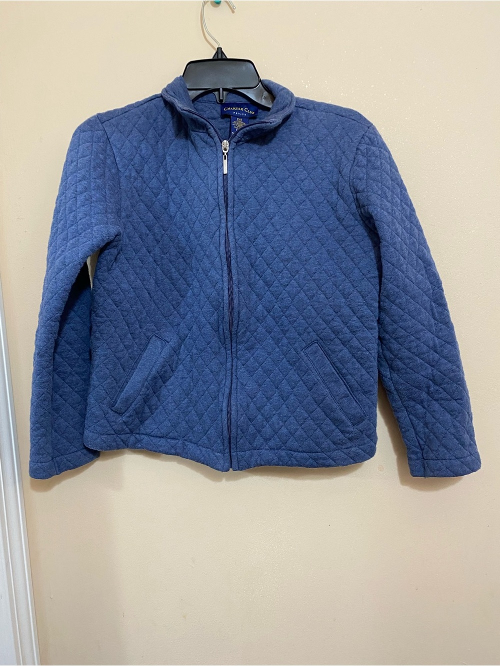 Charter Club Quilted Jacket in Stone Gray Blue petite Small